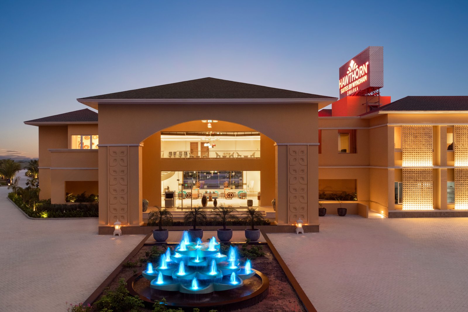 Aerial view of Hawthorn Suites by Wyndham Dwarka's eight-acre grounds