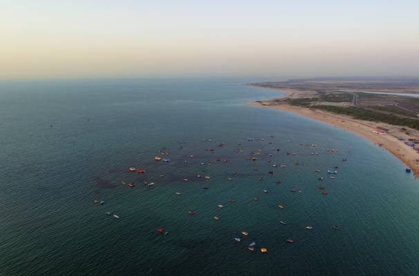 Dwarka Beach at sunset