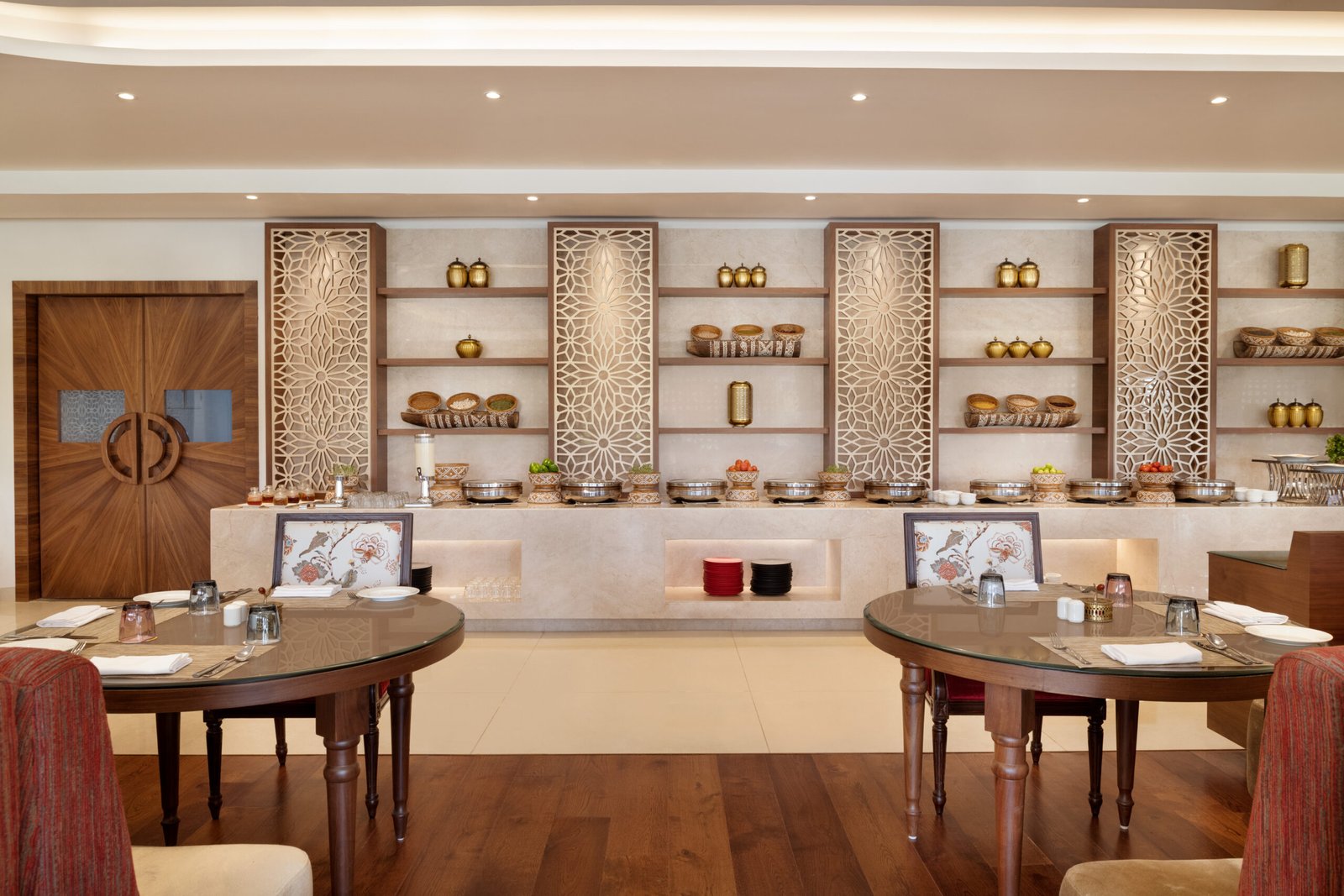 Satvik lobby cafe interior at Hawthorn Suites Dwarka